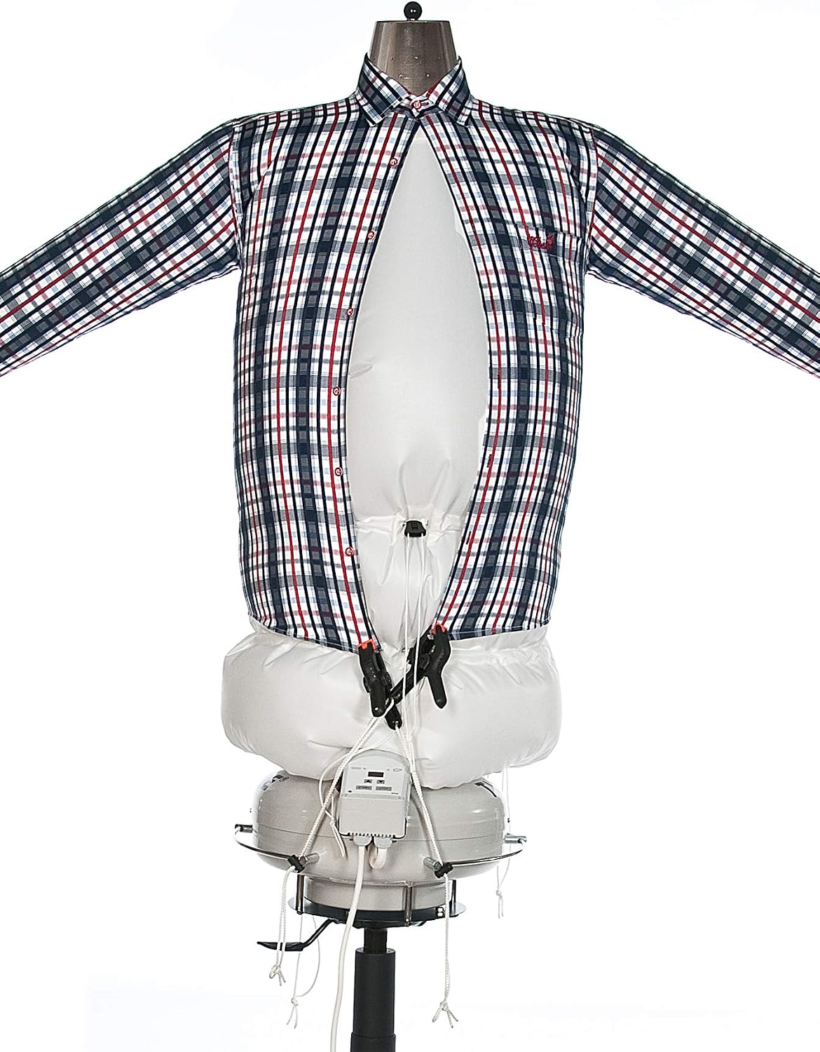 Le mannequin de repassage se decline en coloris gris et blanc