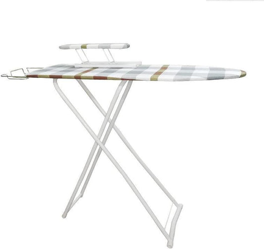 Cette planche de table qui se replie apres usage en coloris blanc et gris
