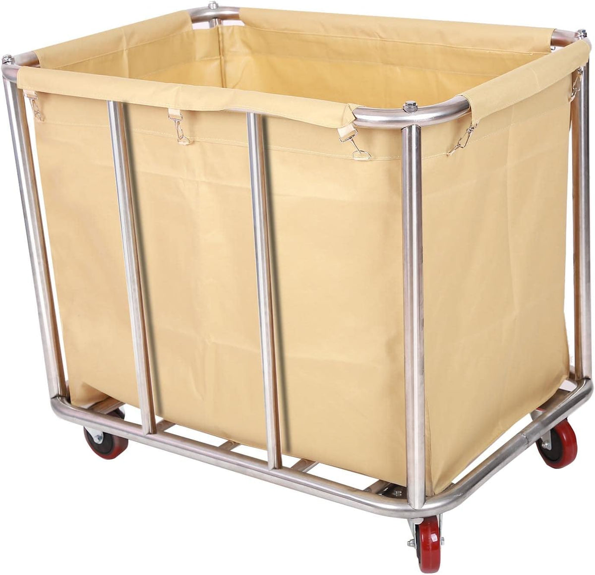 Le chariot a linge dispose d'une finition en acier inoxydable et d'une conception limitant le bruit