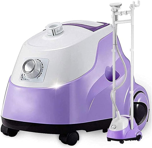Le defroisseur portatif qui reduit le temps de mise en route en coloris violet et blanc