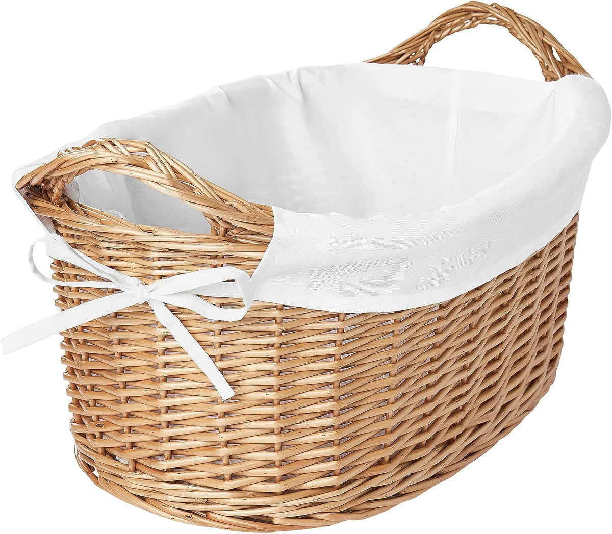 Le panier a linge se decline en coloris beige et blanc