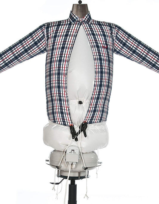Le mannequin de repassage se decline en coloris gris et blanc
